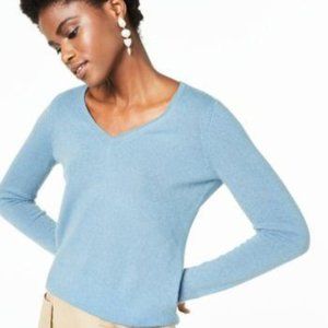 Charter Club Luxury Cashmere Blue V-Neck Sweater
